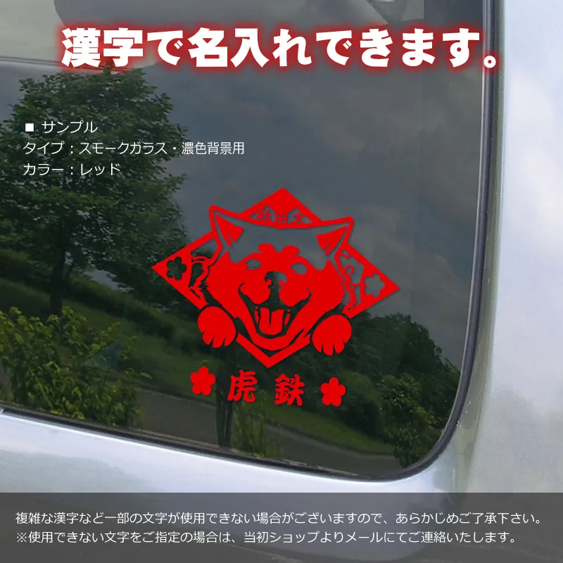 車のサイドウィンドウに貼ったサンプル画像