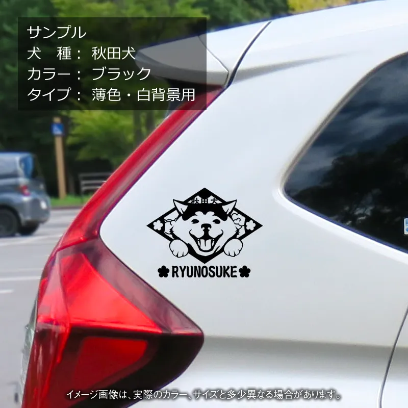 車のボディに貼ったお名前ステッカーの貼り付けイメージ