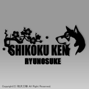 お名前ステッカー　四国犬（梅/波）