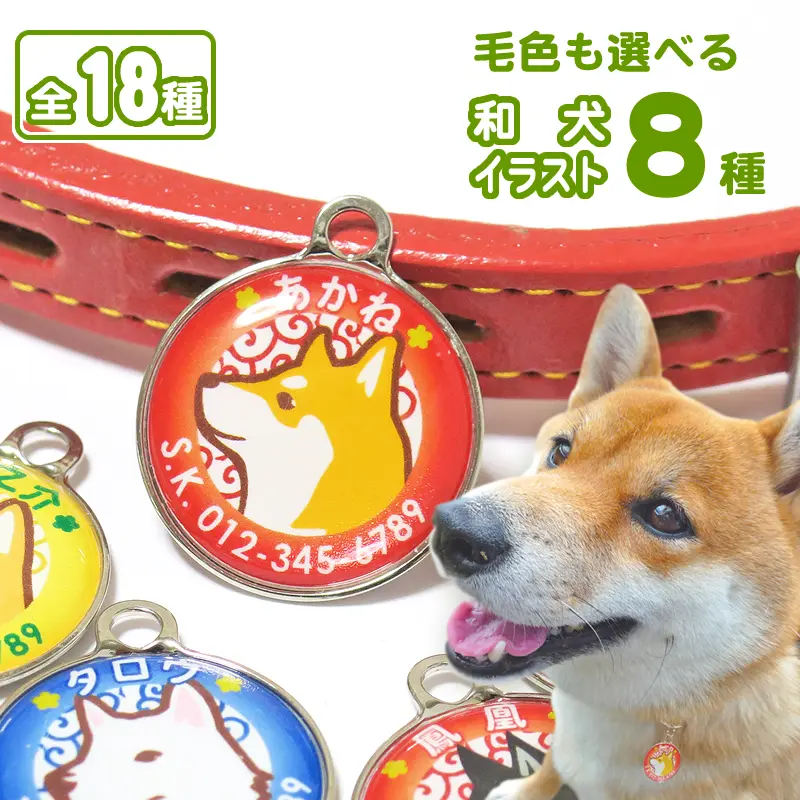 迷子札 和犬イラスト 秋田犬 甲斐犬 柴犬 グッズ